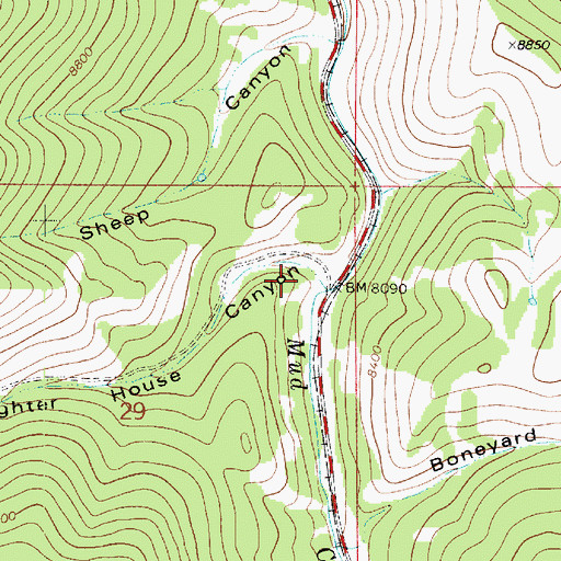 Topographic Map of Slaughter House Canyon, UT