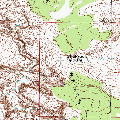 Topographic Map of Slickrock Saddle, UT