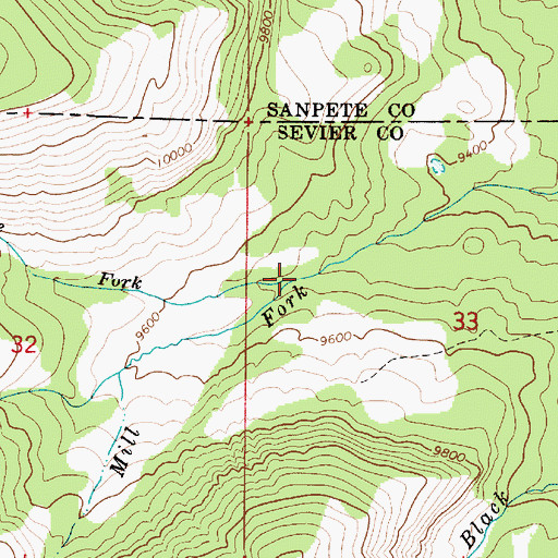 Topographic Map of Slide Fork, UT