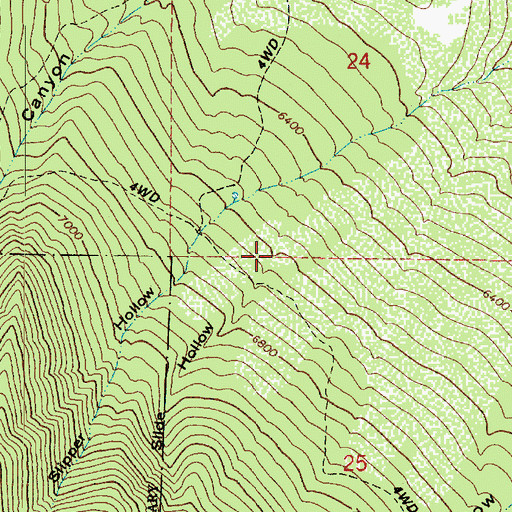 Topographic Map of Slide Hollow, UT