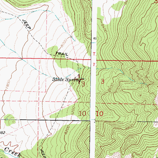 Topographic Map of Slide Spring, UT