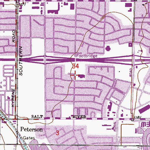 Topographic Map of Evans Elementary School, AZ