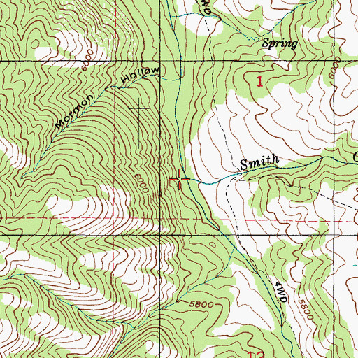 Topographic Map of Smith Creek, UT