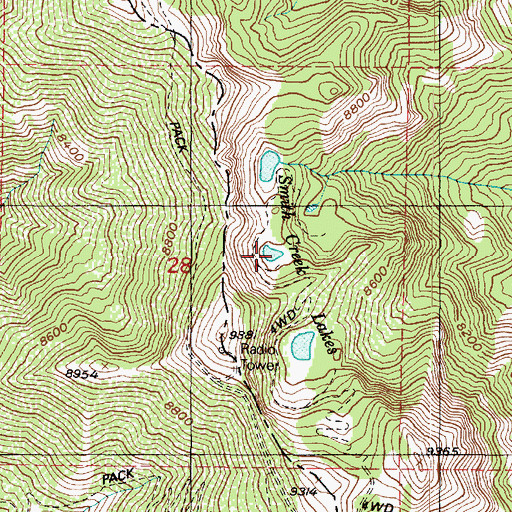 Topographic Map of Smith Creek Lakes, UT