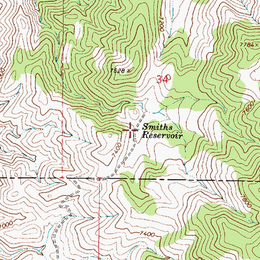 Topographic Map of Smiths Reservoir, UT