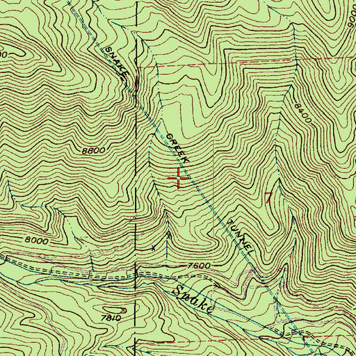 Topographic Map of Snake Creek Tunnel, UT