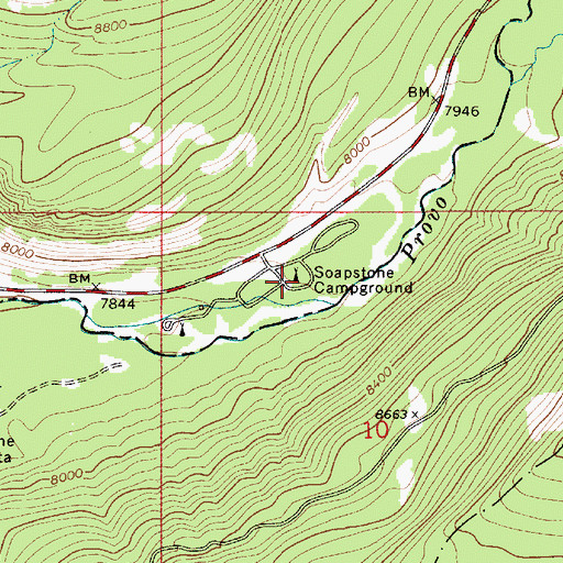 Topographic Map of Soapstone Campground, UT