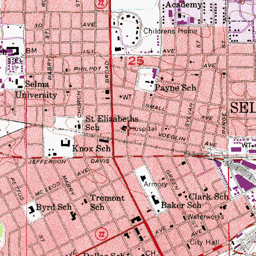 Topographic Map of Good Samaritan Hospital (historical), AL