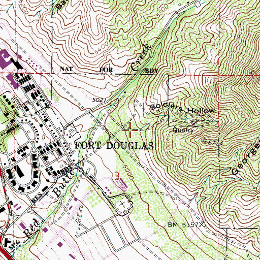 Topographic Map of Soldiers Hollow, UT