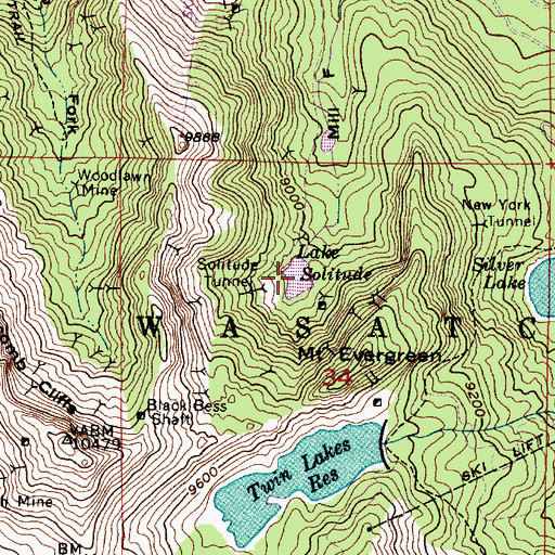 Topographic Map of Lake Solitude, UT