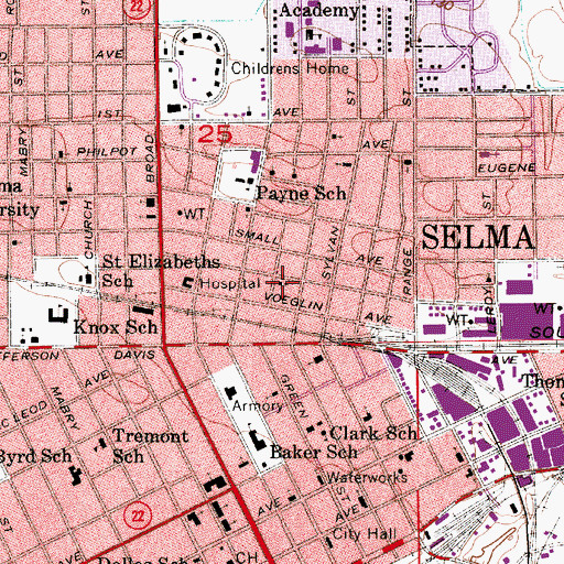 Topographic Map of Green Street Baptist Church, AL