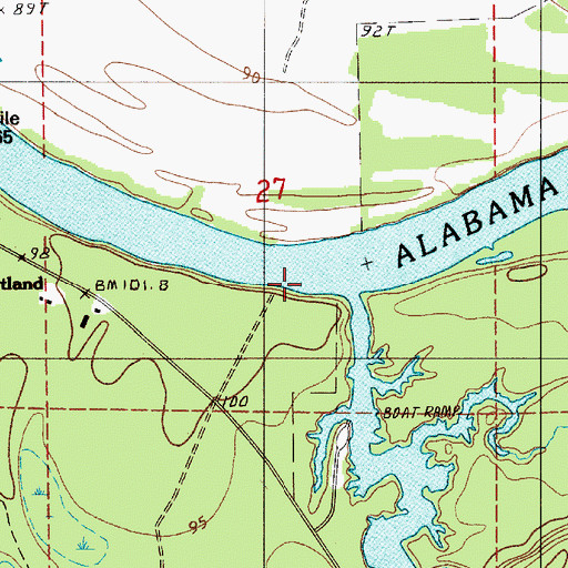 Topographic Map of Halls Ferry (historical), AL