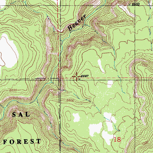Topographic Map of South Beaver Mesa, UT