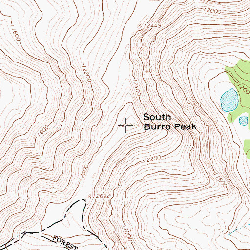 Topographic Map of South Burro Peak, UT
