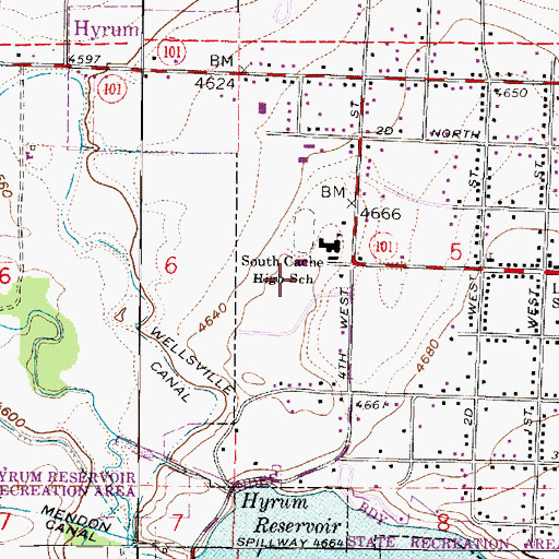Topographic Map of South Cache High School, UT