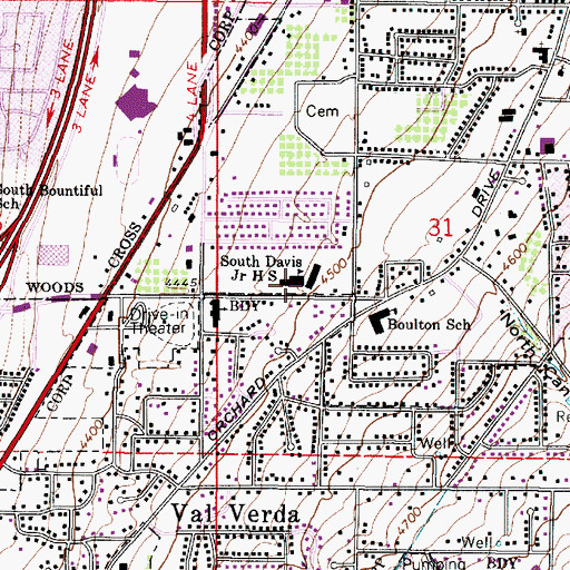 Topographic Map of South Davis Junior High School, UT