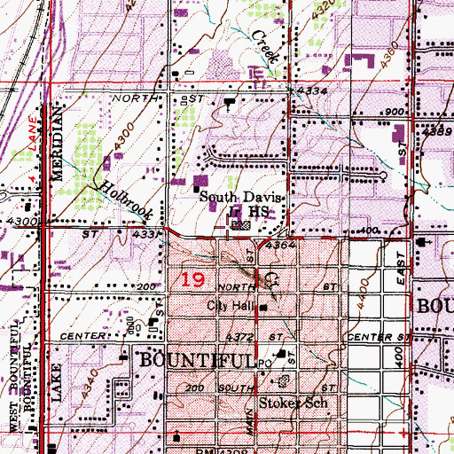 Topographic Map of Bountiful Junior High School, UT