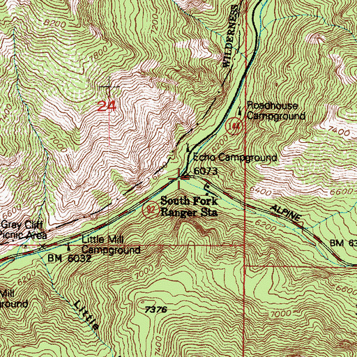 Topographic Map of South Fork American Fork Canyon, UT