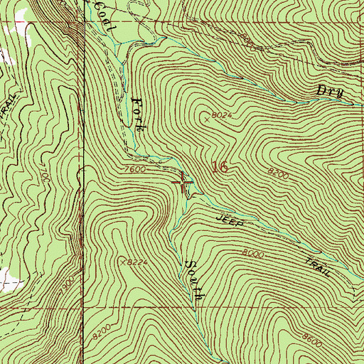 Topographic Map of South Fork Coal Fork, UT