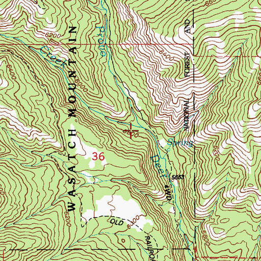 Topographic Map of South Fork Deer Creek, UT
