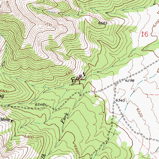 Topographic Map of South Fork East Government Creek, UT