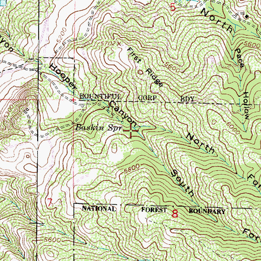 Topographic Map of South Fork Hooper Canyon, UT