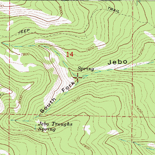 Topographic Map of South Fork Jebo Canyon, UT