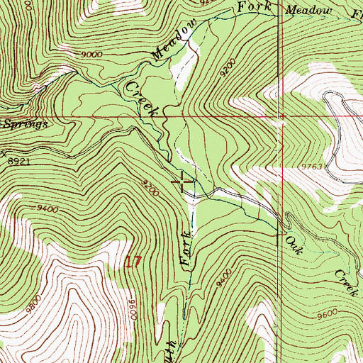 Topographic Map of South Fork Oak Creek, UT