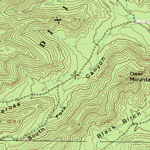 Topographic Map of South Fork Ponderosa Canyon, UT
