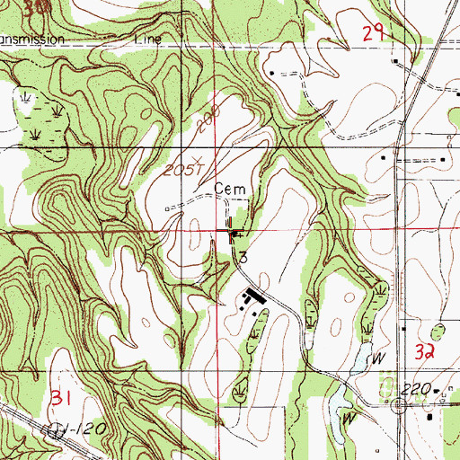 Topographic Map of Isabella Church, AL