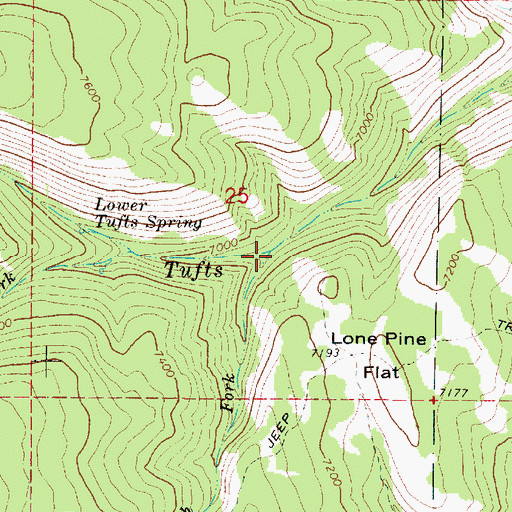 Topographic Map of South Fork Tufts Creek, UT