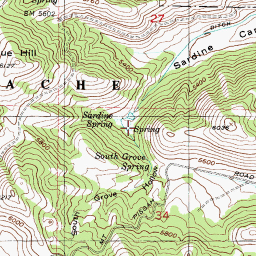 Topographic Map of South Grove Hollow, UT