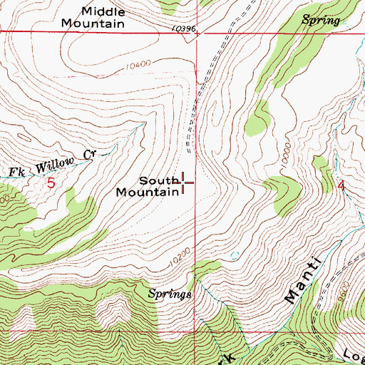 Topographic Map of South Mountain, UT