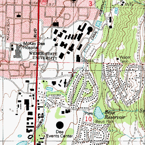 Topographic Map of South Ogden Highline Canal, UT
