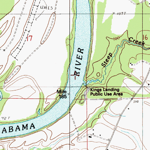 Topographic Map of King Bar, AL
