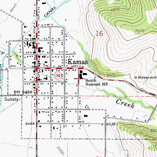 Topographic Map of South Summit High School, UT