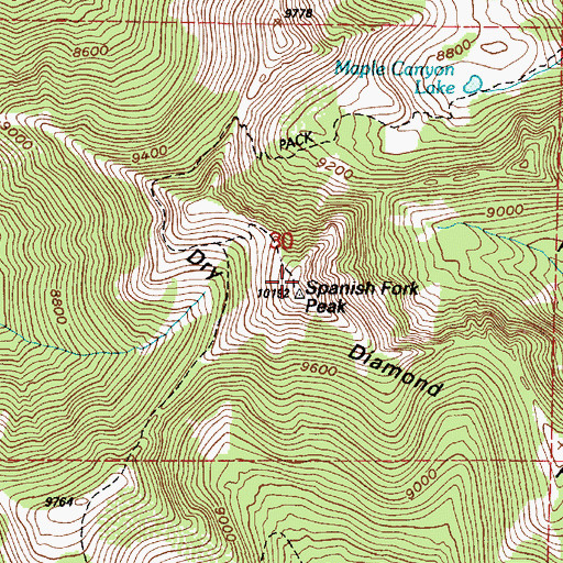 Topographic Map of Spanish Fork Peak, UT