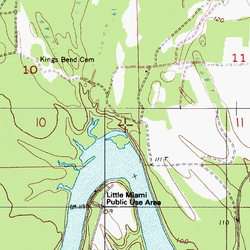 Topographic Map of Kings Bluff, AL
