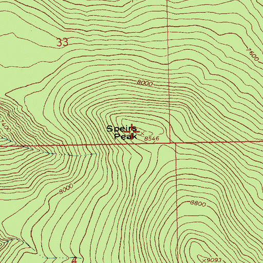 Topographic Map of Speirs Peak, UT