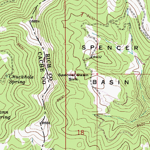 Topographic Map of Spence Basin Sink, UT