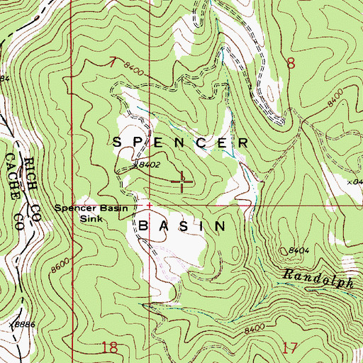 Topographic Map of Spencer Basin, UT
