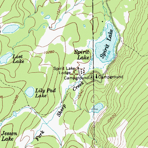 Topographic Map of Spirit Lake Lodge, UT