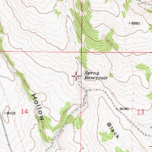 Topographic Map of Spray Reservoir, UT