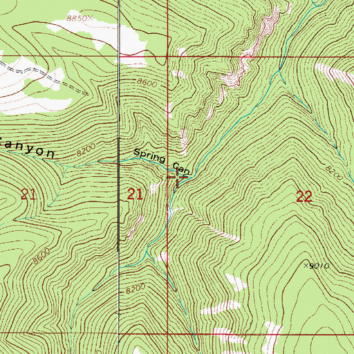 Topographic Map of Spring Canyon, UT