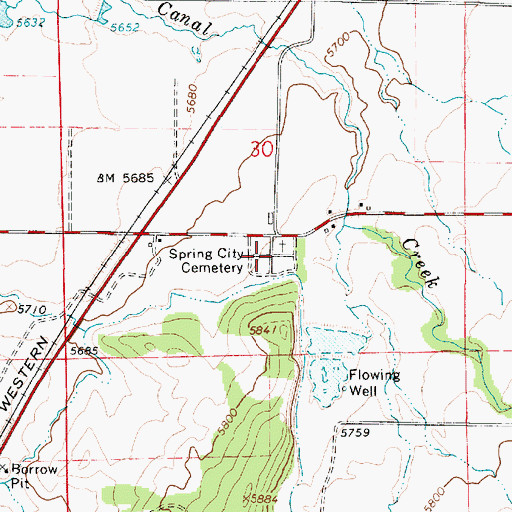 Topographic Map of Spring City Cemetery, UT