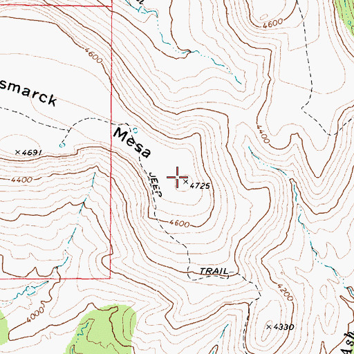 Topographic Map of Bismarck Mesa, AZ