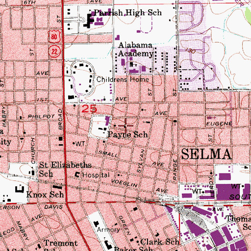 Topographic Map of Little Caanan Primitive Baptist Church, AL