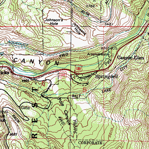 Topographic Map of Springdell, UT