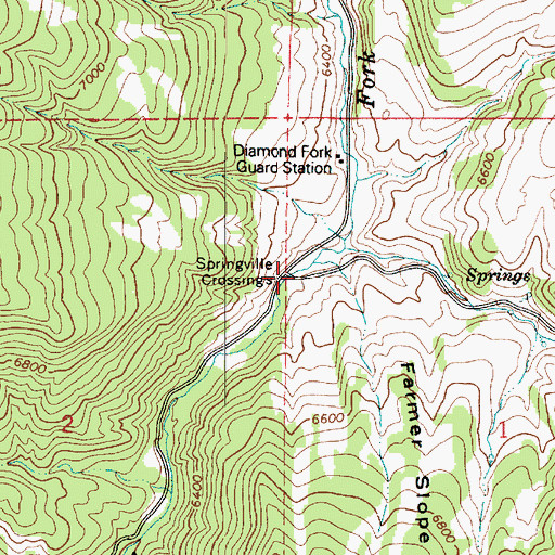 Topographic Map of Springville Crossings, UT