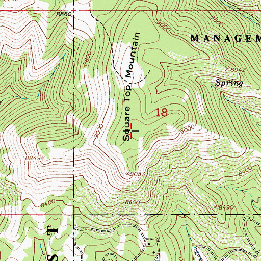 Topographic Map of Square Top Mountain, UT
